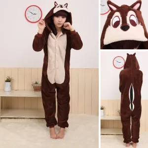 Coffee Squirrel Animal Onesie Hoodie Kigurumi Costume Pajamas