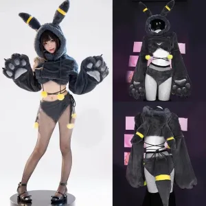 Cosplay Cartoon Bunny Bee Plush Hooded Lingerie Set