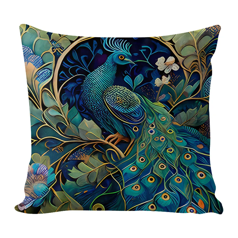 17.72x17.72In Peacock Cross Stitch Stamped Pillow Cover with Zip for Adults (#2)