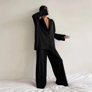 2 Pcs Oversized Comfy Solid Color Sleepwear Pajamas Set