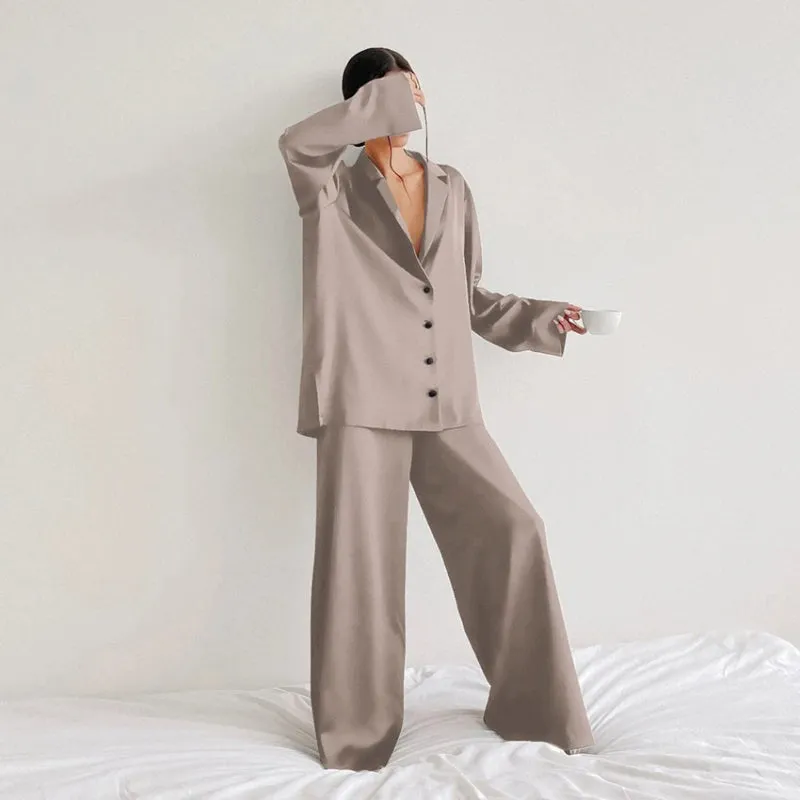 2 Pcs Oversized Comfy Solid Color Sleepwear Pajamas Set