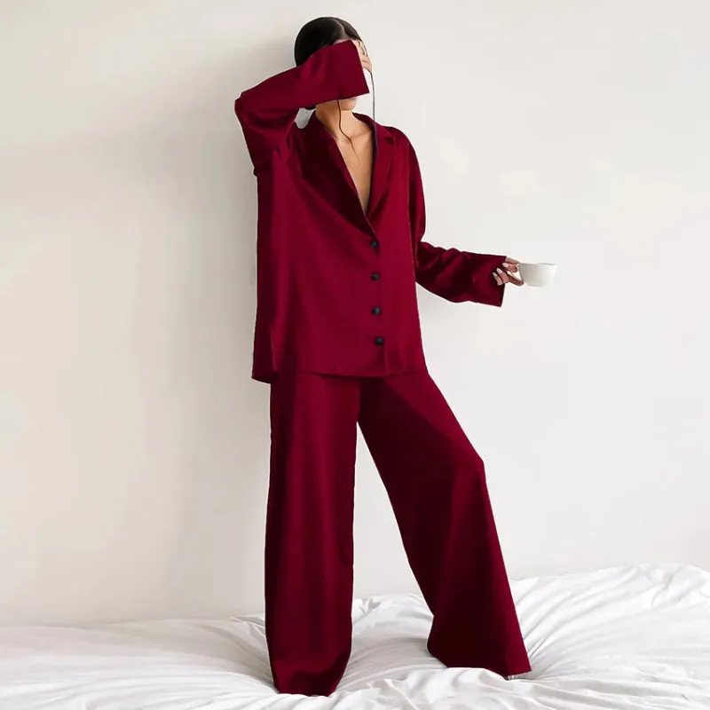 2 Pcs Oversized Comfy Solid Color Sleepwear Pajamas Set