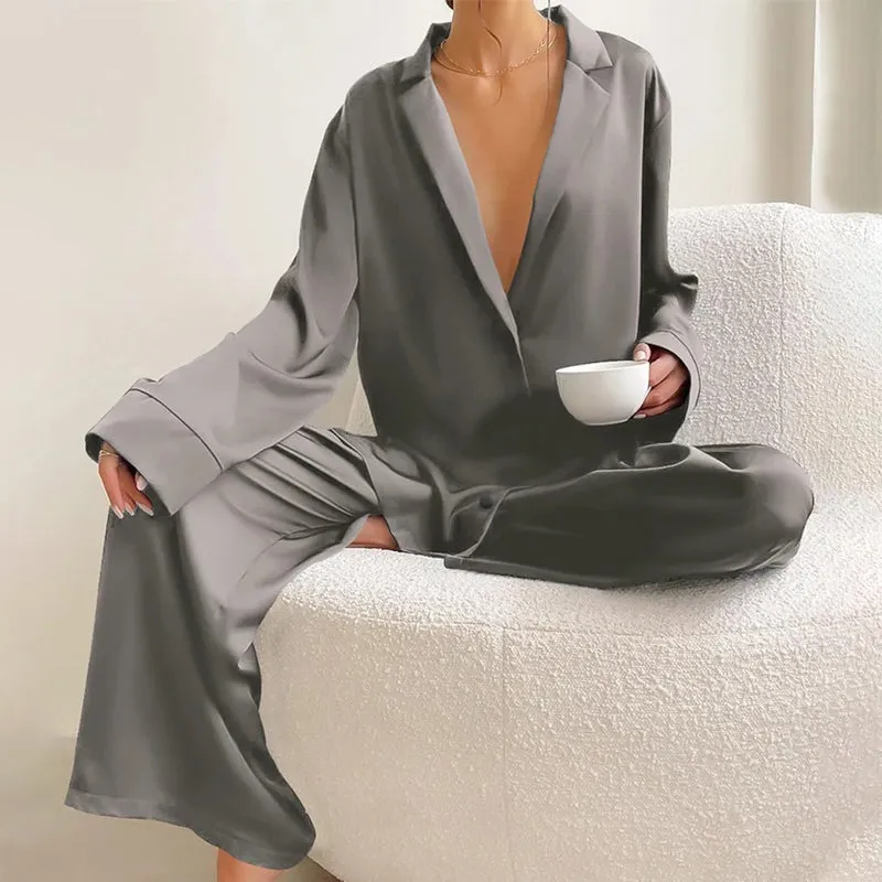 2 Pcs Oversized Comfy Solid Color Sleepwear Pajamas Set