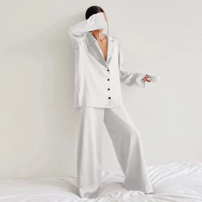 2 Pcs Oversized Comfy Solid Color Sleepwear Pajamas Set