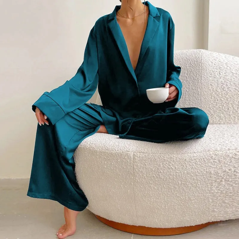 2 Pcs Oversized Comfy Solid Color Sleepwear Pajamas Set