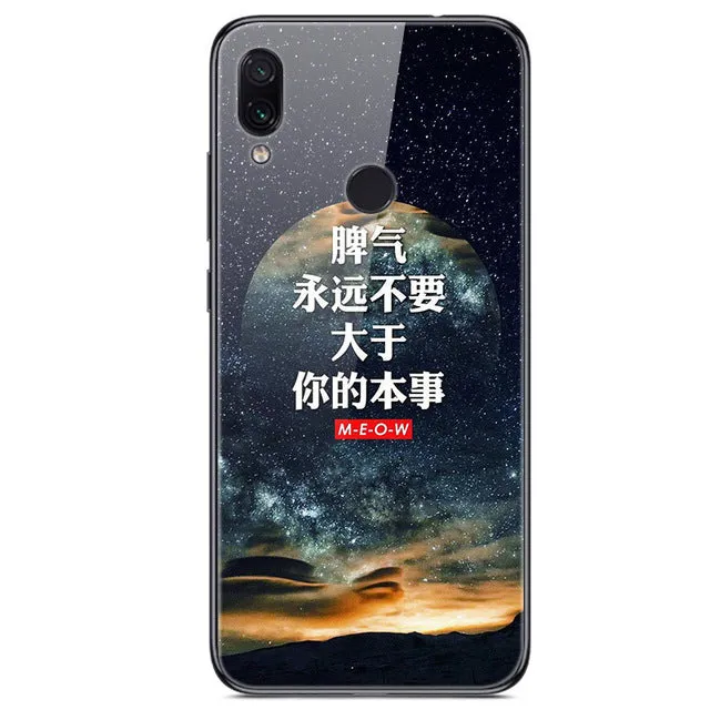 6.3'' For Xiaomi Redmi Note 7 Case Glass Back Hard Cover For Xiaomi Redmi Note 7 Case Note7 Soft Bumper Tempered Fashion Note 7S