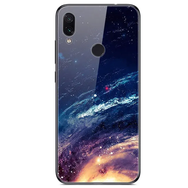 6.3'' For Xiaomi Redmi Note 7 Case Glass Back Hard Cover For Xiaomi Redmi Note 7 Case Note7 Soft Bumper Tempered Fashion Note 7S