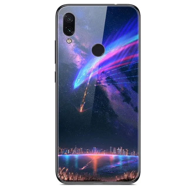 6.3'' For Xiaomi Redmi Note 7 Case Glass Back Hard Cover For Xiaomi Redmi Note 7 Case Note7 Soft Bumper Tempered Fashion Note 7S