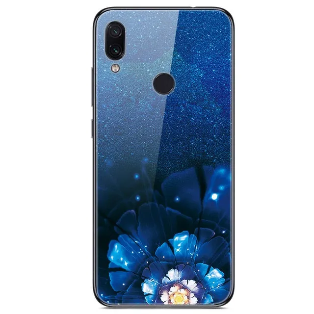 6.3'' For Xiaomi Redmi Note 7 Case Glass Back Hard Cover For Xiaomi Redmi Note 7 Case Note7 Soft Bumper Tempered Fashion Note 7S