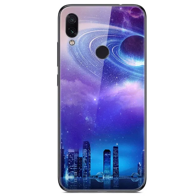 6.3'' For Xiaomi Redmi Note 7 Case Glass Back Hard Cover For Xiaomi Redmi Note 7 Case Note7 Soft Bumper Tempered Fashion Note 7S