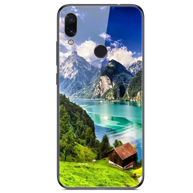 6.3'' For Xiaomi Redmi Note 7 Case Glass Back Hard Cover For Xiaomi Redmi Note 7 Case Note7 Soft Bumper Tempered Fashion Note 7S