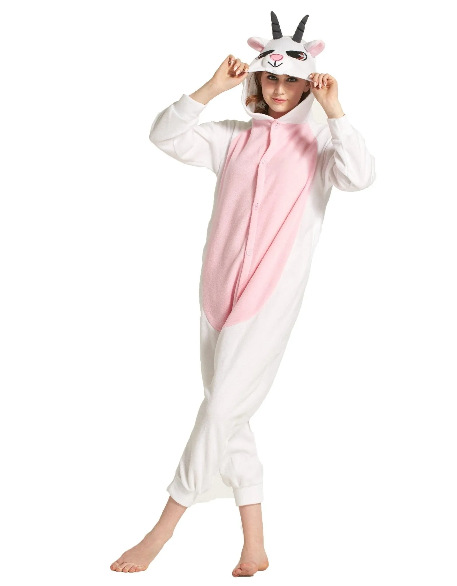 Adult Pink Goat Onesies Hoodie kigurumi Costume Pajamas