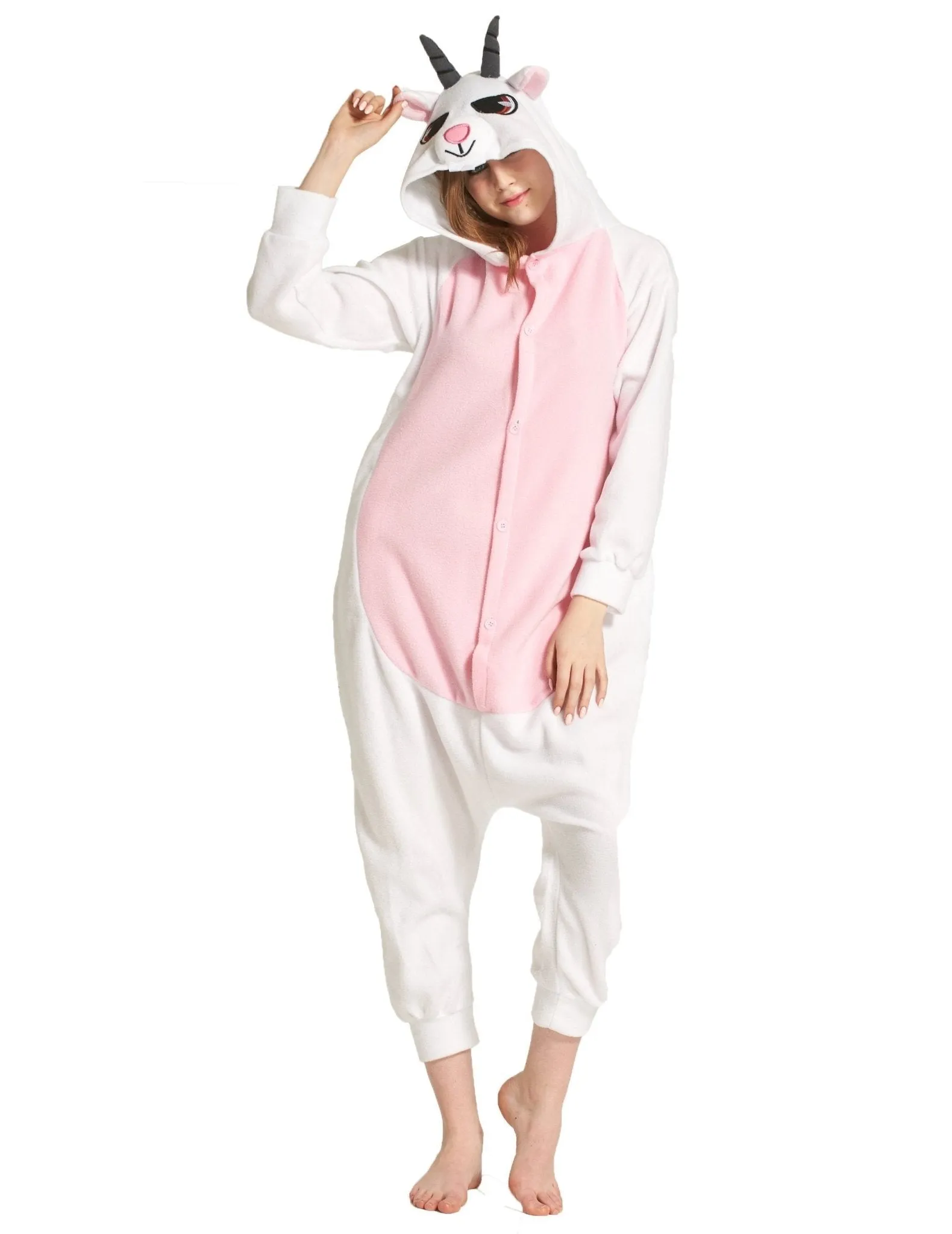 Adult Pink Goat Onesies Hoodie kigurumi Costume Pajamas