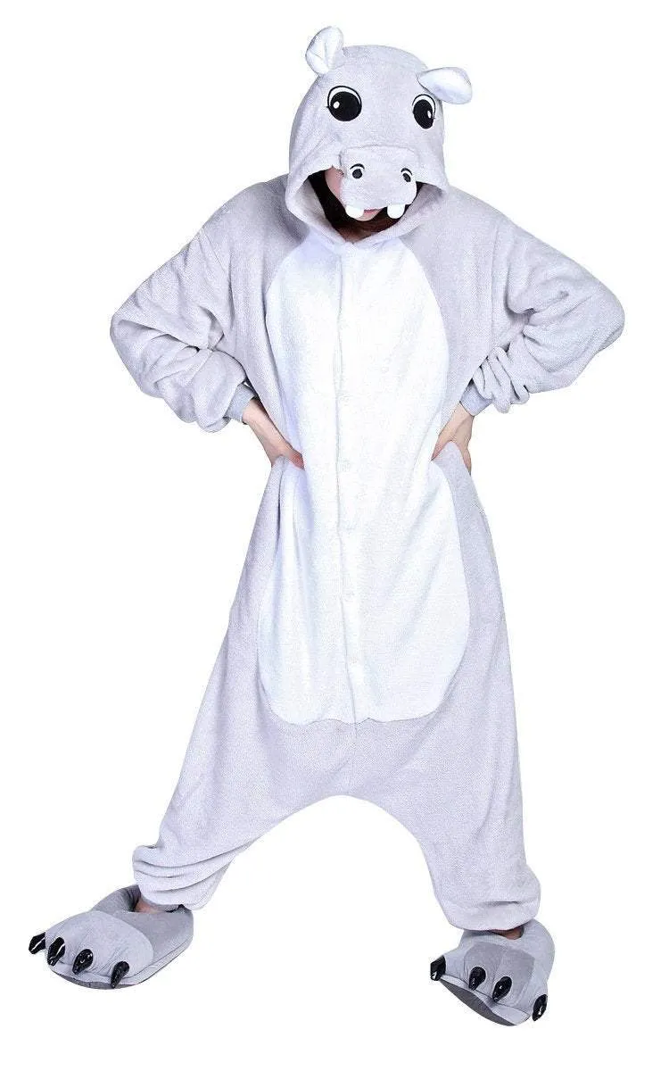 Adult Unisex Hippo Onesies Hoodie Kigurumi Costume Pajamas