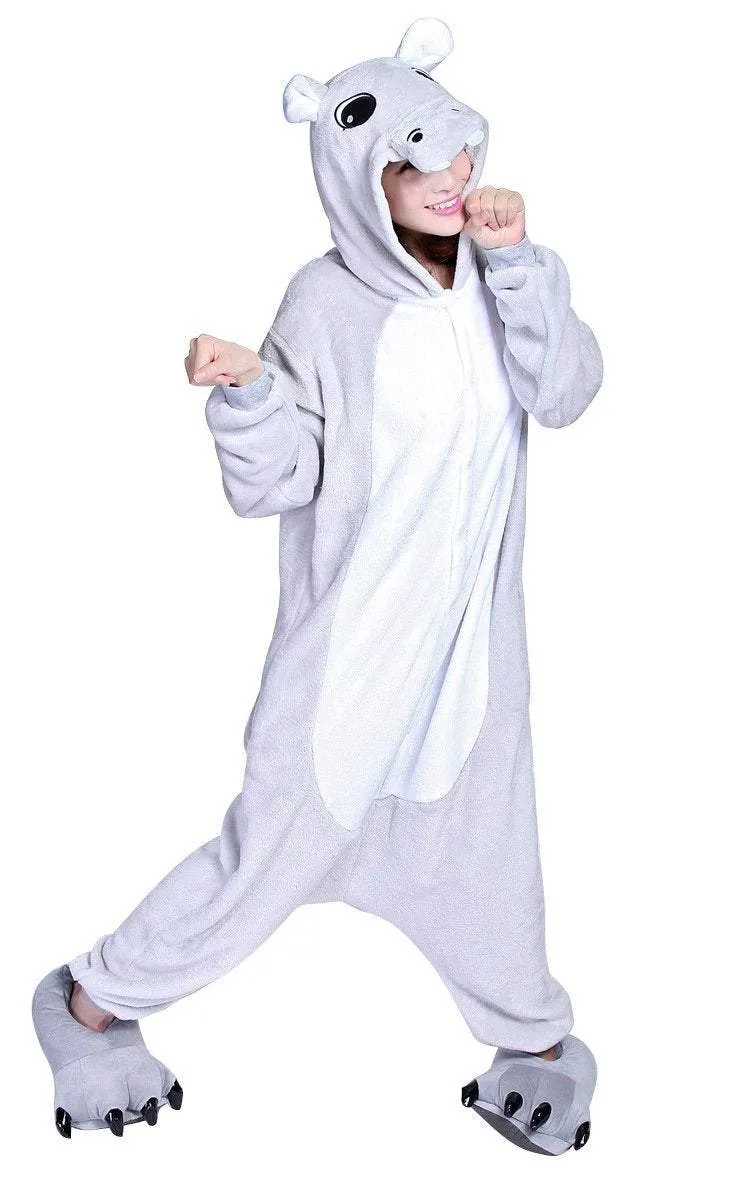 Adult Unisex Hippo Onesies Hoodie Kigurumi Costume Pajamas