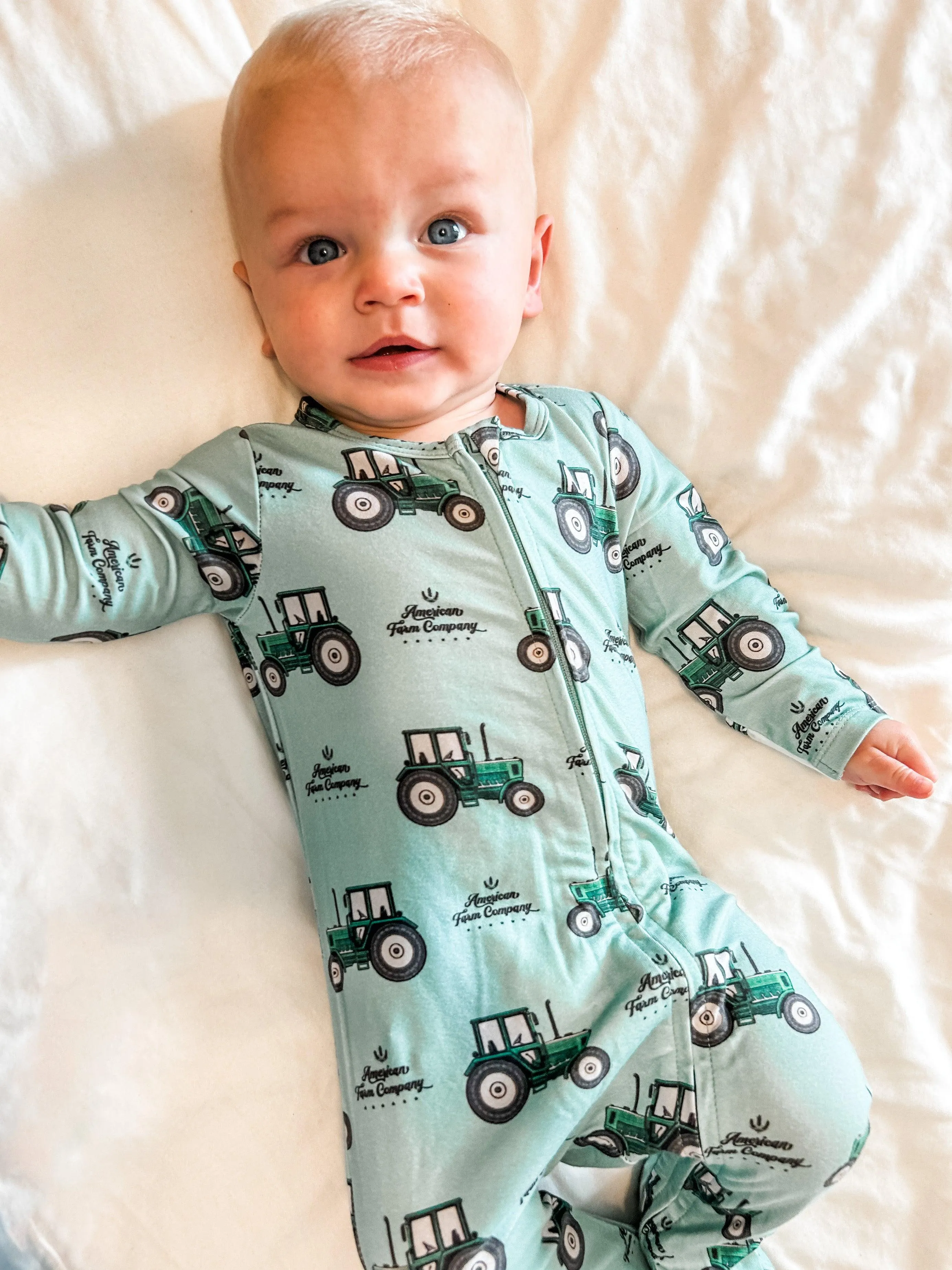 AFC Green Tractor Baby Bamboo Pajamas