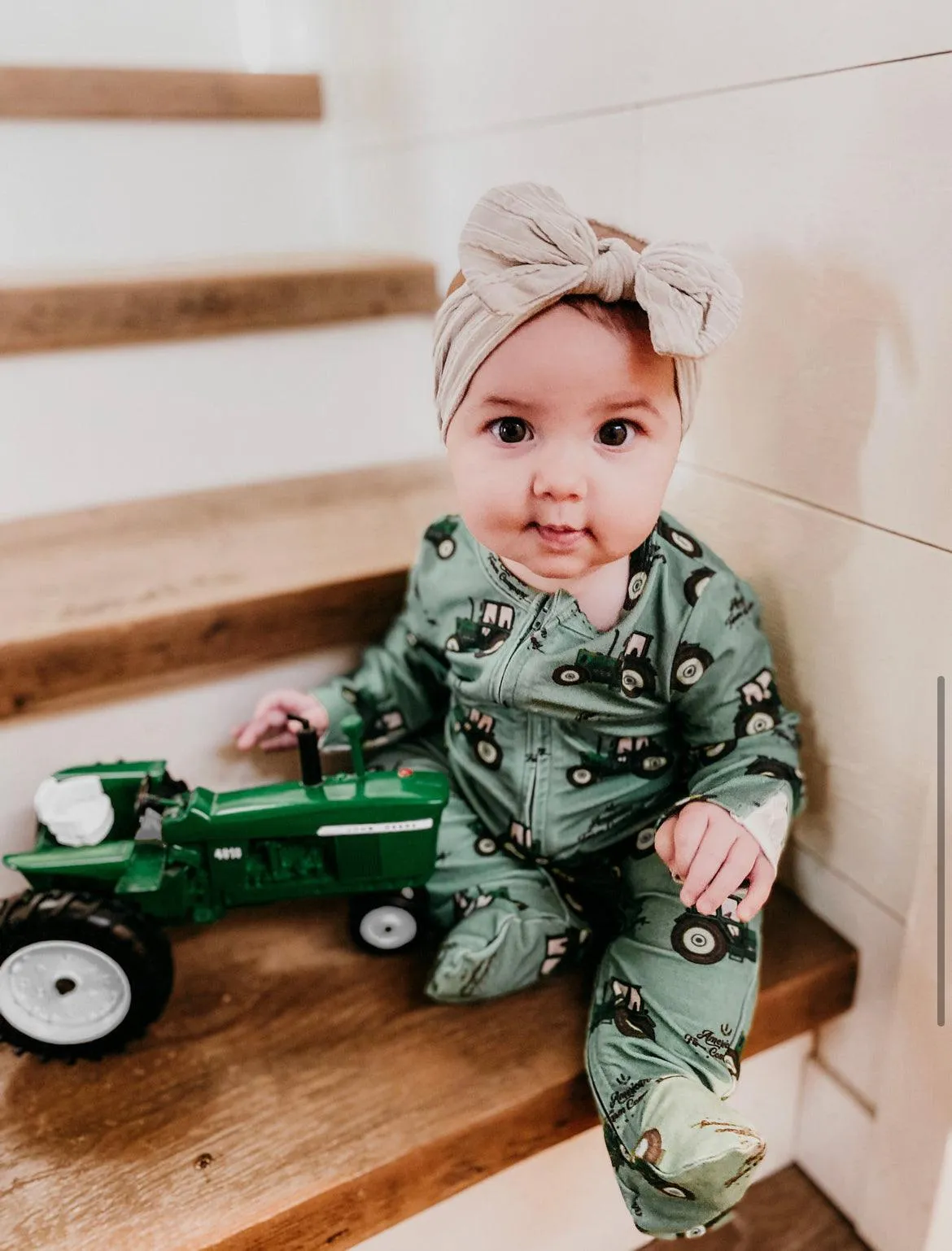 AFC Green Tractor Baby Bamboo Pajamas