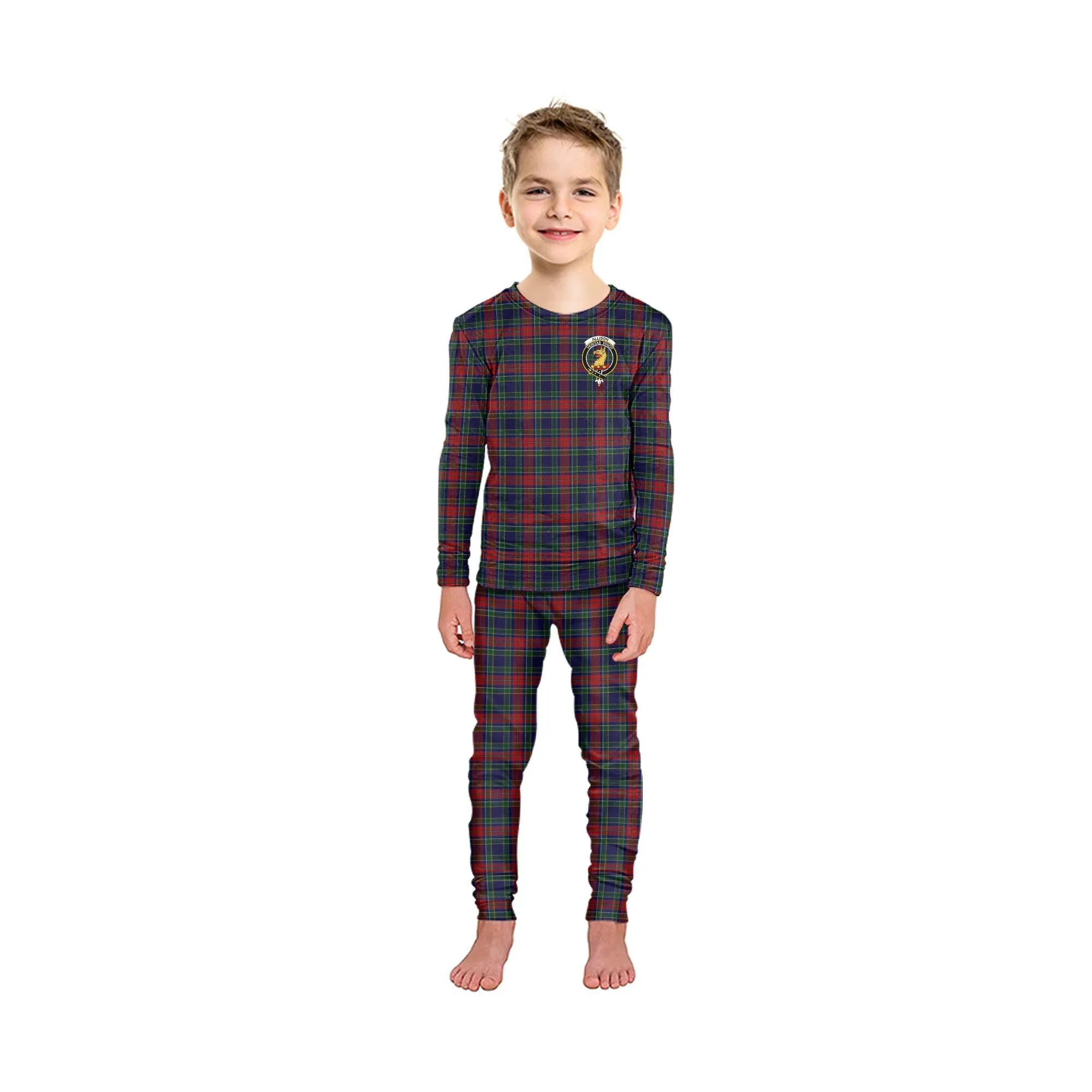 Allison Red Tartan Pajamas Family Set with Family Crest