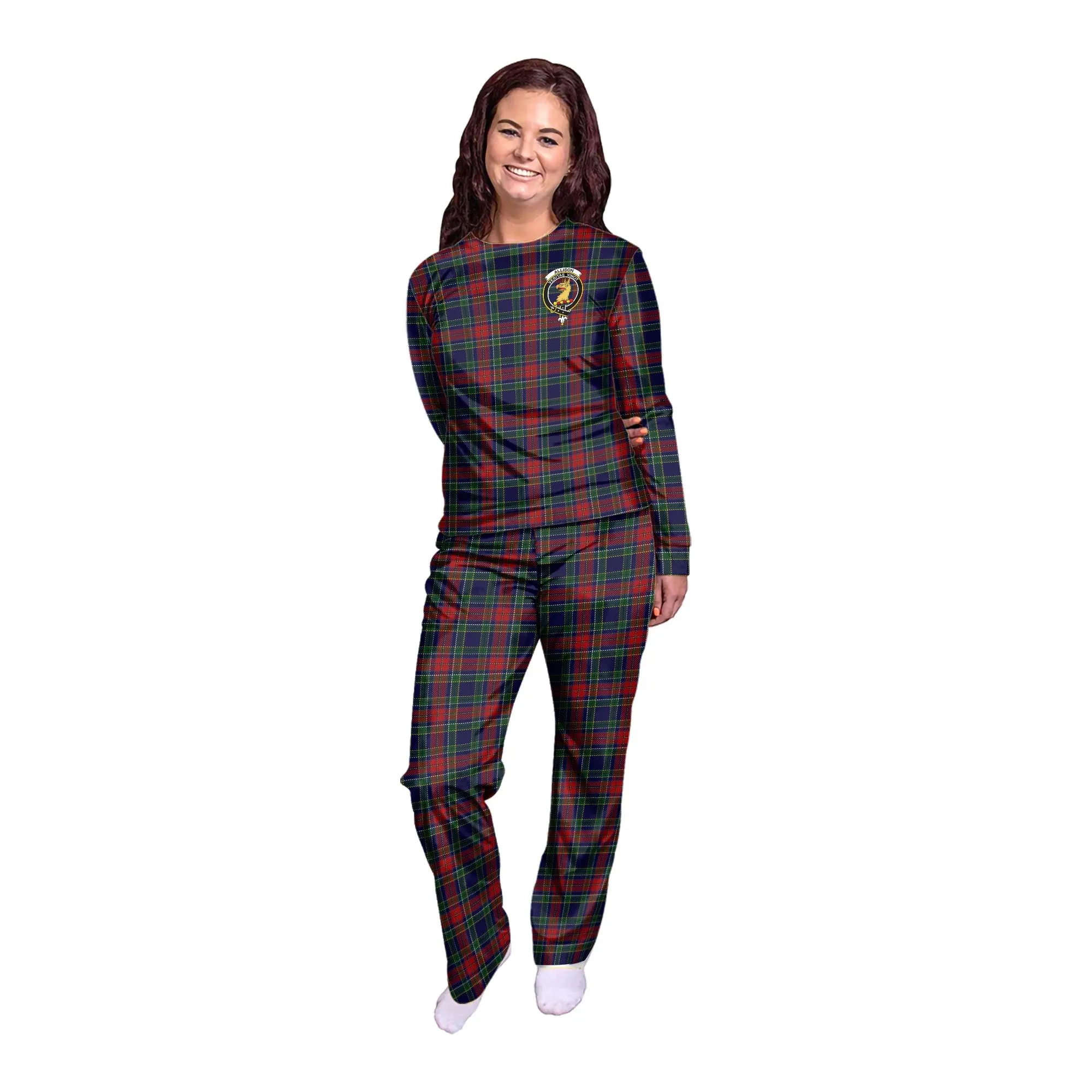 Allison Red Tartan Pajamas Family Set with Family Crest