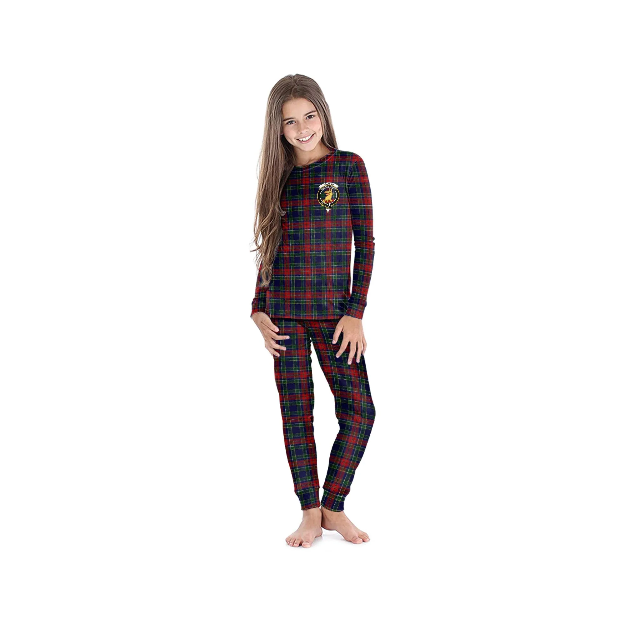 Allison Red Tartan Pajamas Family Set with Family Crest