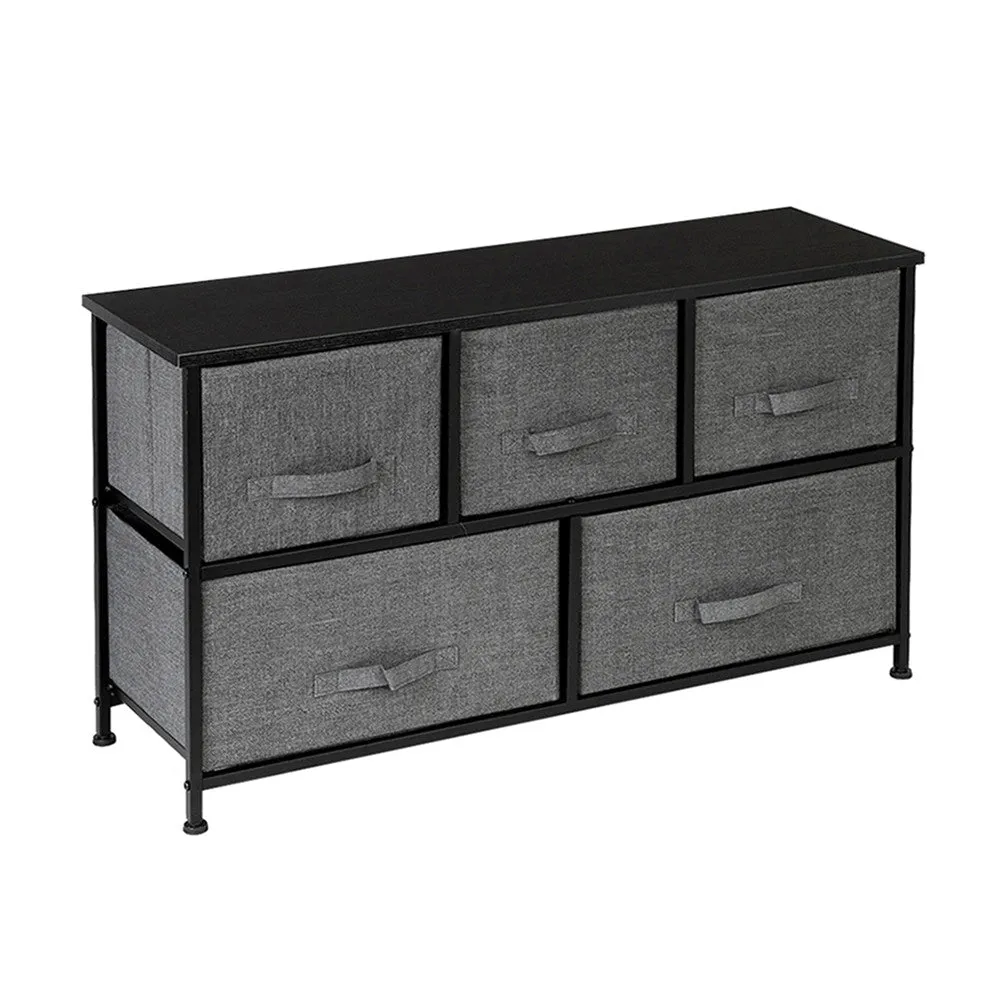 AMYOVE 2-layer Dresser 5-Drawer Storage Rack Household Organizer Furniture Dark Grey