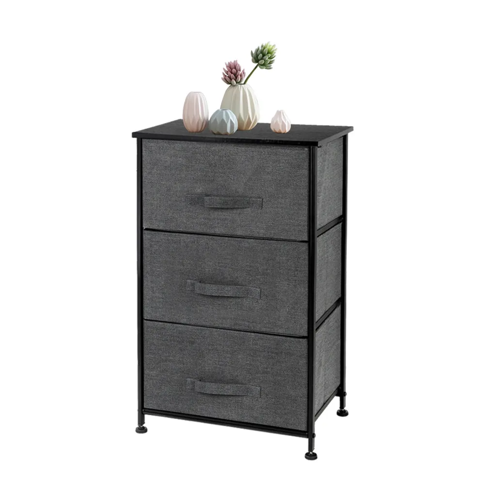 AMYOVE 3-layer Home Storage Dresser Bedside Cupboard Small Standing Organizer