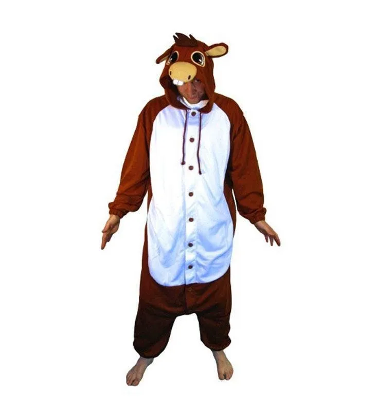 Animal Adult Brown Donkey Onesies Hoodie kigurumi Pajamas