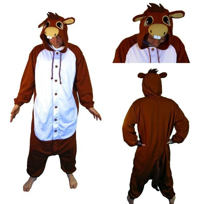 Animal Adult Brown Donkey Onesies Hoodie kigurumi Pajamas