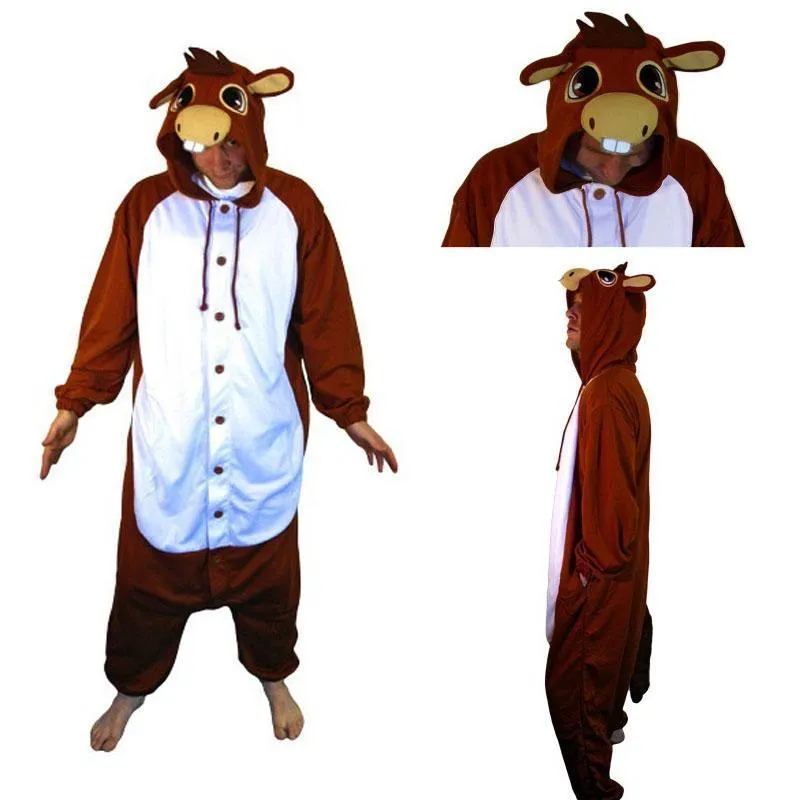 Animal Adult Brown Donkey Onesies Hoodie kigurumi Pajamas