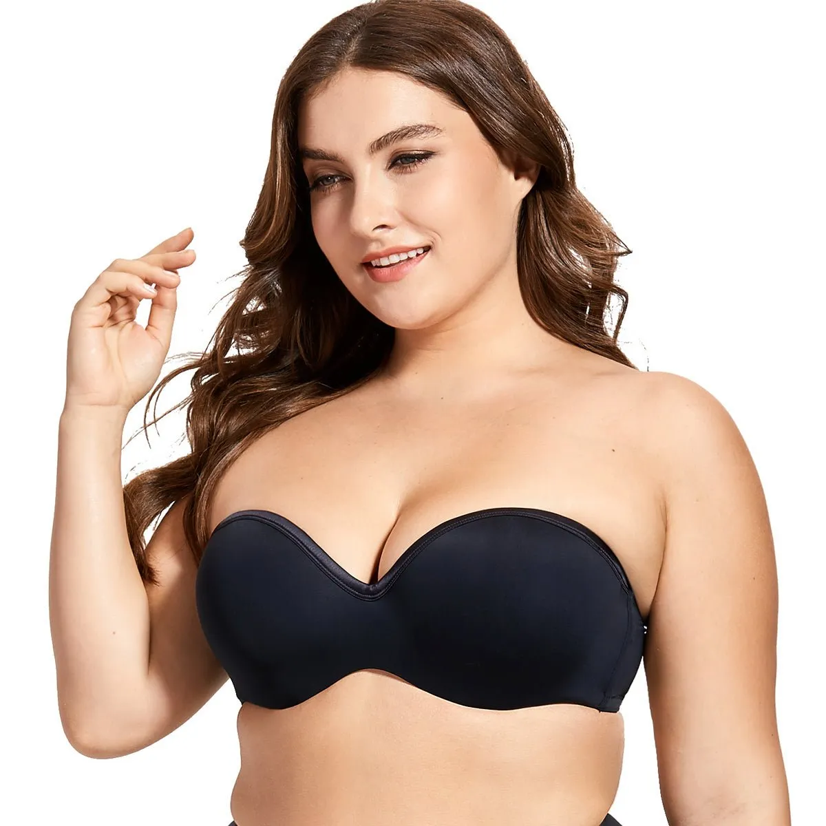 Anti-slip Multiway Wear Convertible Black Strapless Bra