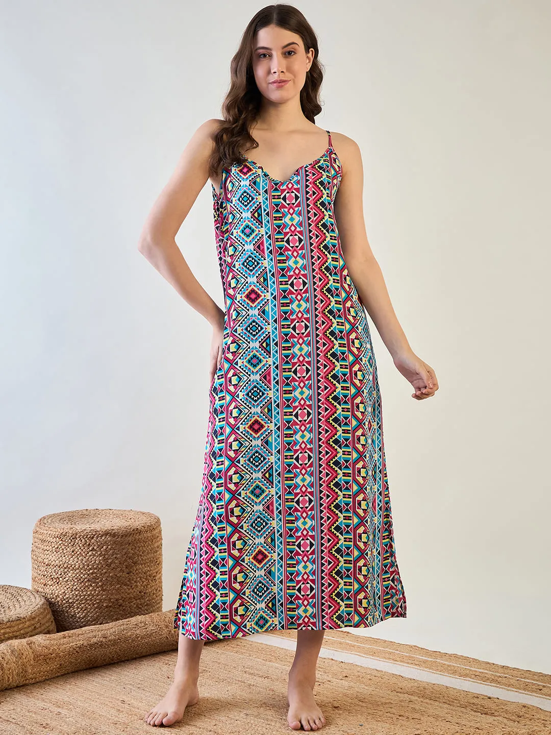 Aztec Slip and Blue Dobby Elegant Gown Set