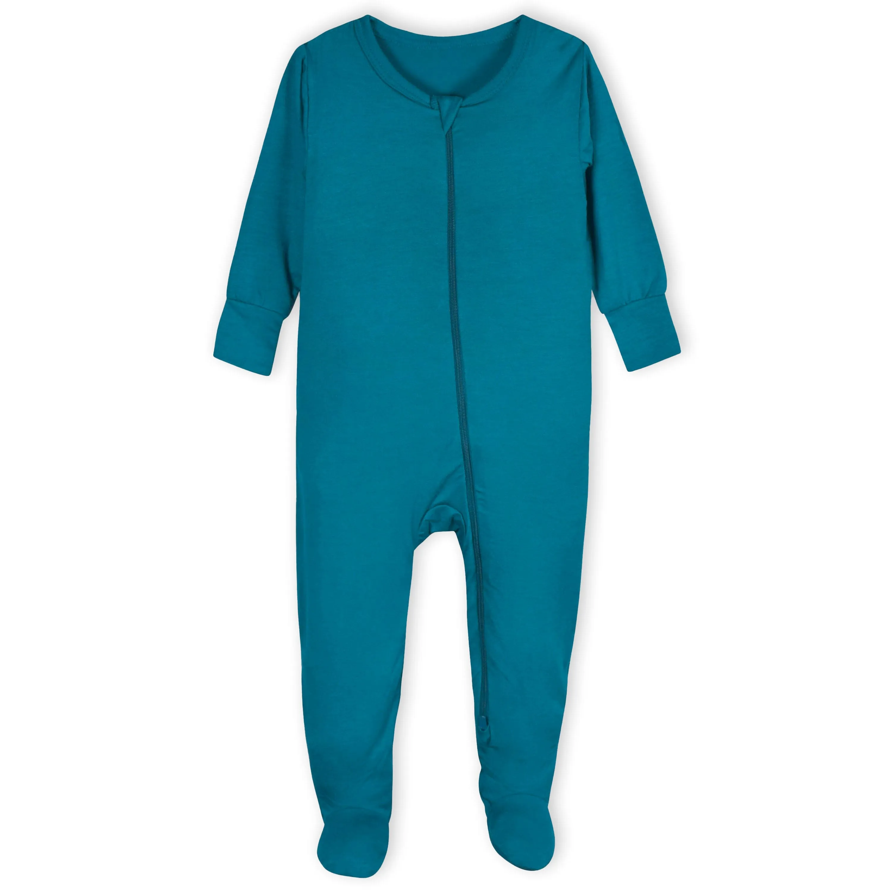 Baby & Toddler Ocean Teal Buttery Soft Viscose Made from Eucalyptus Snug Fit Footed Pajamas