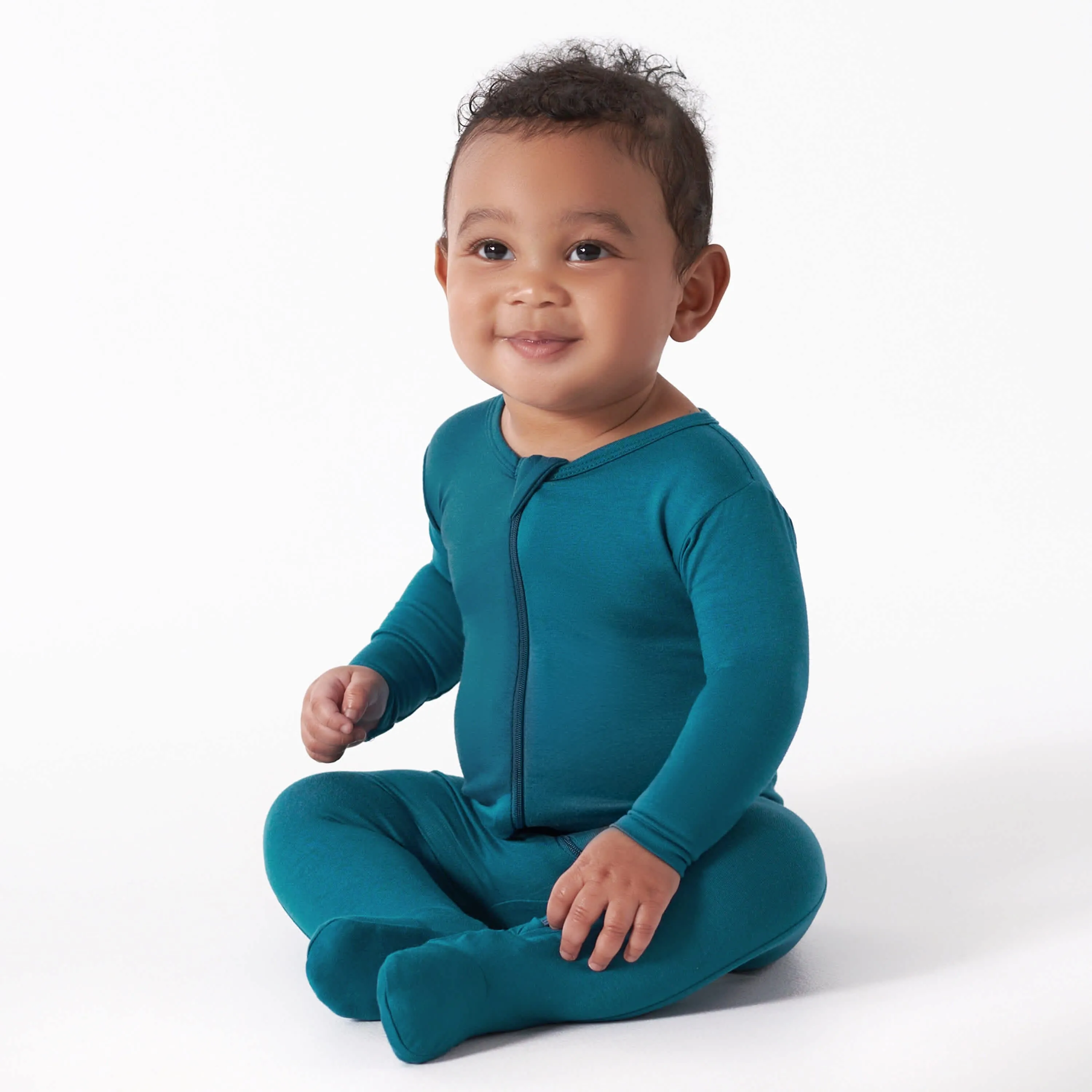 Baby & Toddler Ocean Teal Buttery Soft Viscose Made from Eucalyptus Snug Fit Footed Pajamas