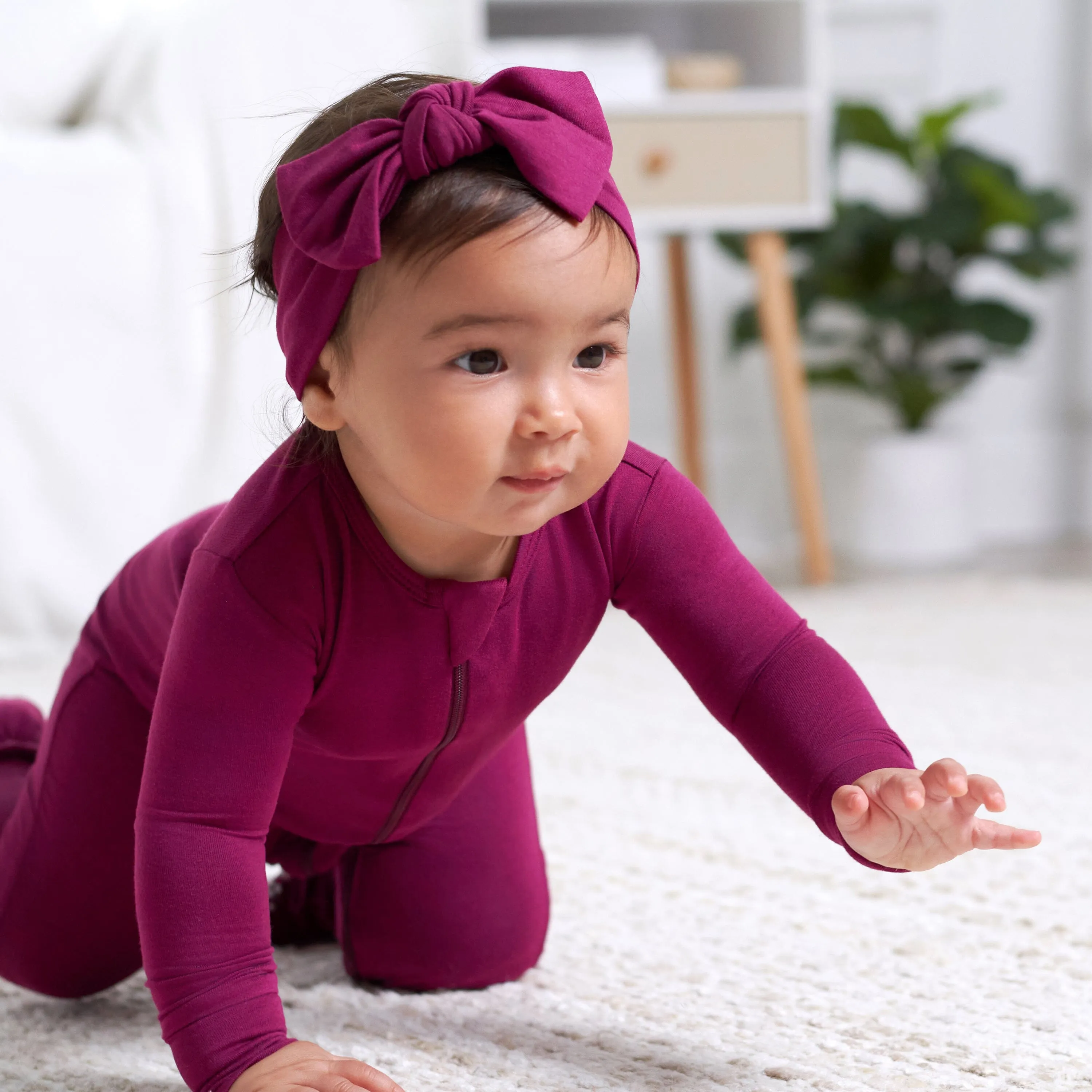 Baby & Toddler Raspberry Buttery Soft Viscose Made from Eucalyptus Snug Fit Footed Pajamas