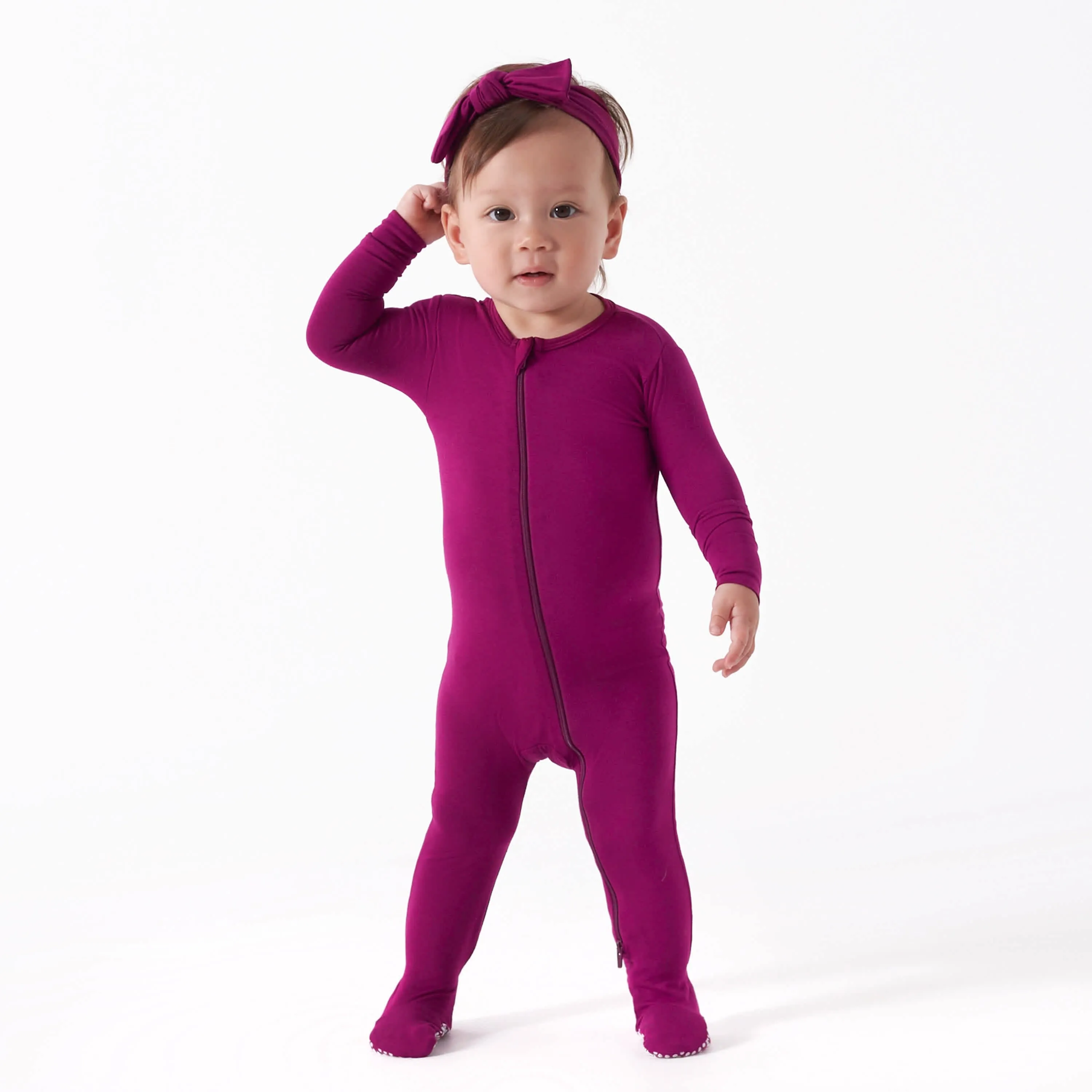 Baby & Toddler Raspberry Buttery Soft Viscose Made from Eucalyptus Snug Fit Footed Pajamas