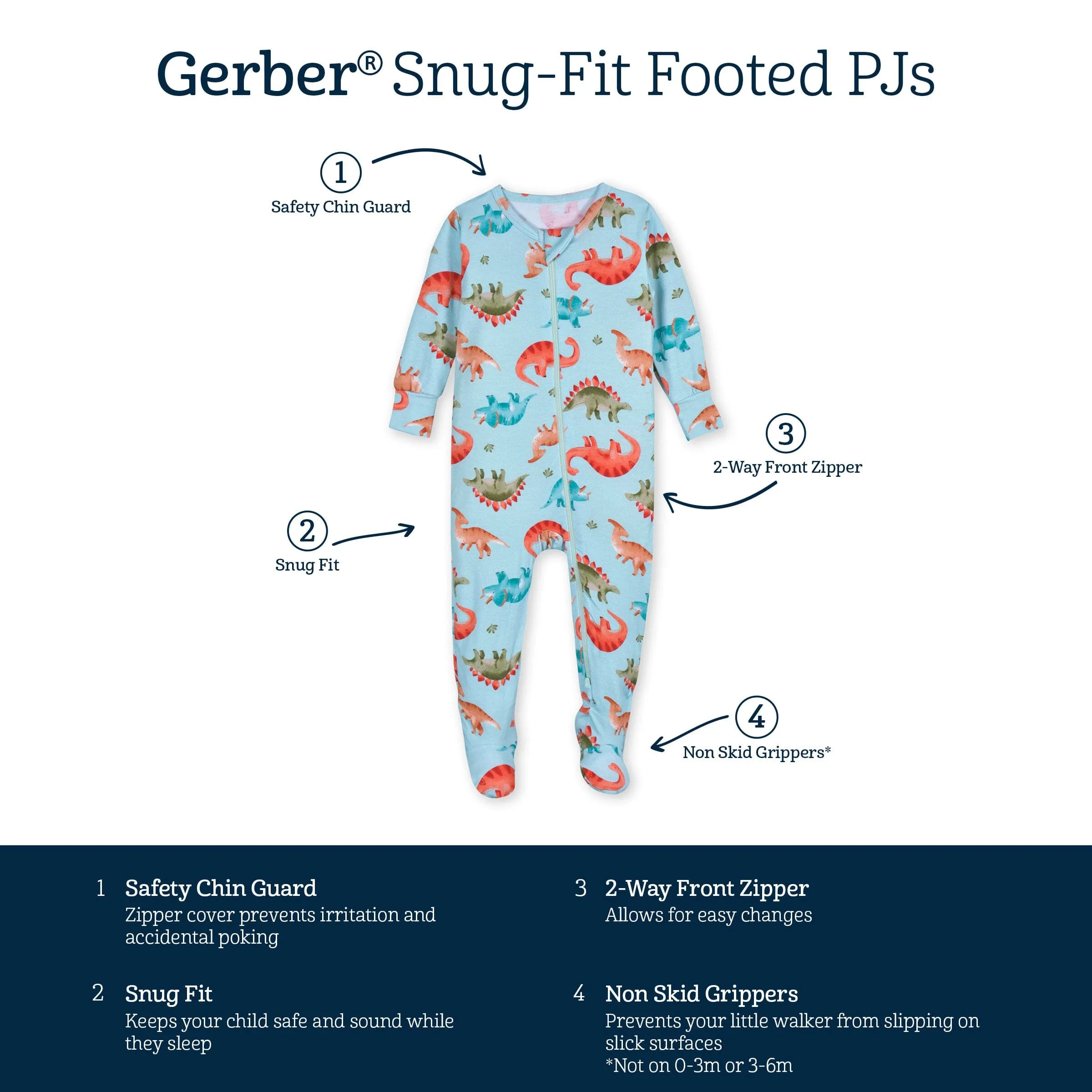 Baby & Toddler Snugosaurous Buttery Soft Viscose Made from Eucalyptus Snug Fit Footed Pajamas