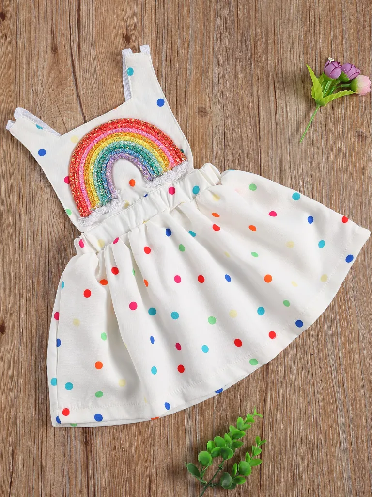 Baby Bright Rainbow Polka Dot Dress