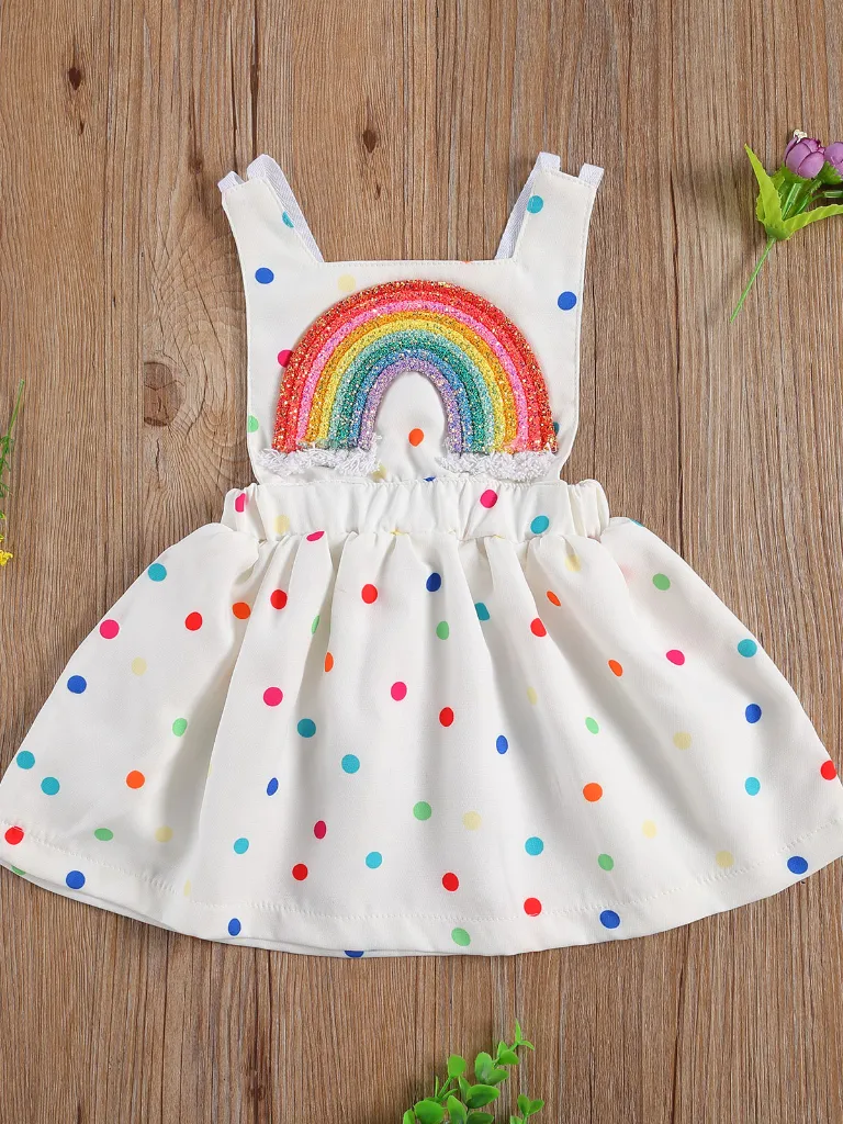 Baby Bright Rainbow Polka Dot Dress