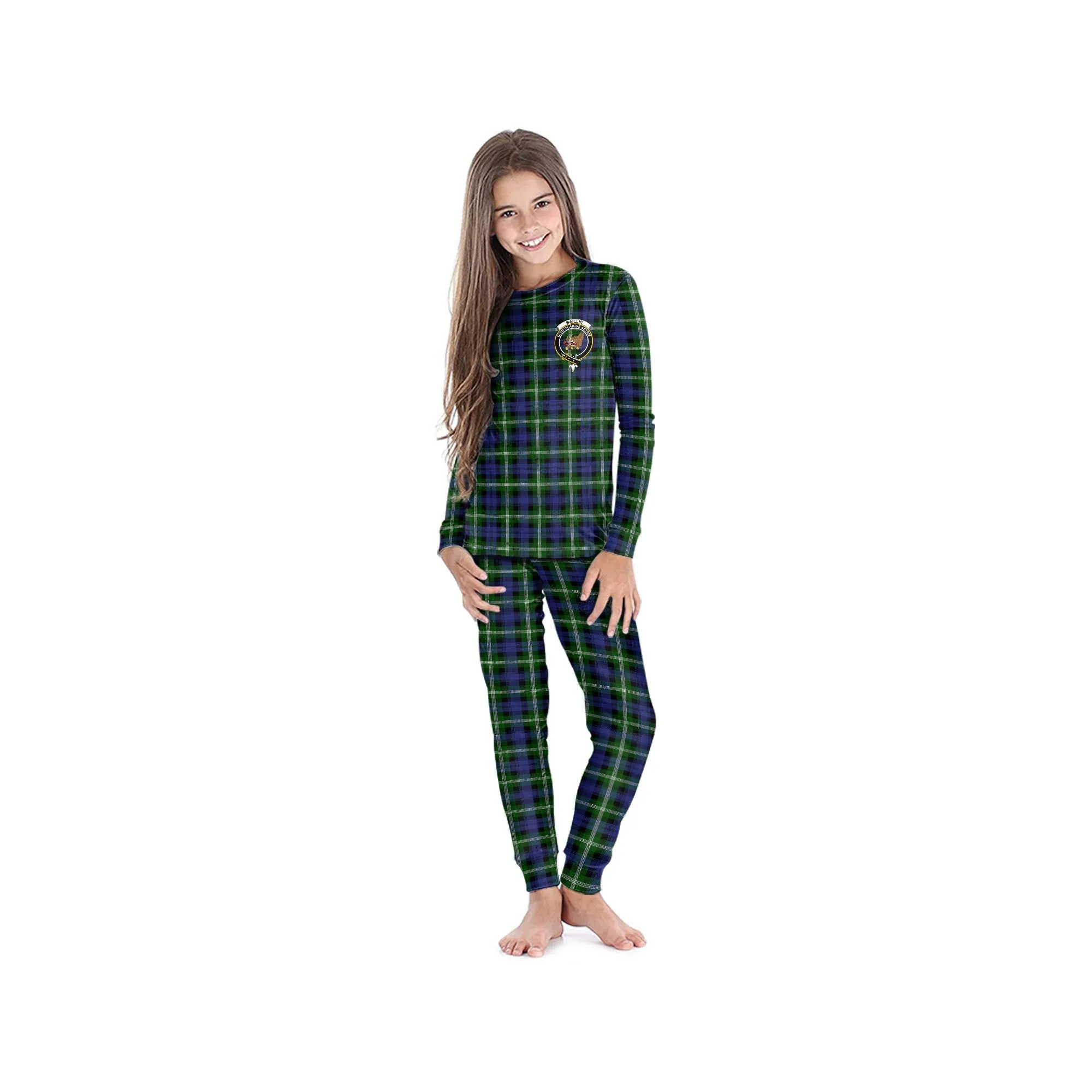 Baillie (Bailey) Tartan Pajamas Family Set with Family Crest