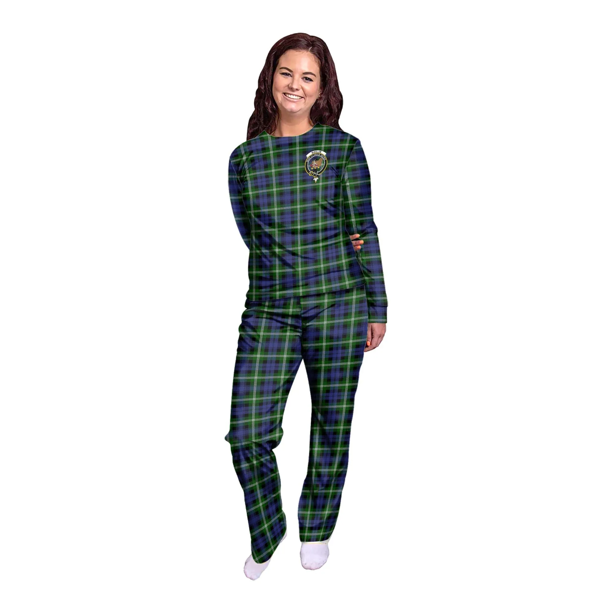 Baillie (Bailey) Tartan Pajamas Family Set with Family Crest