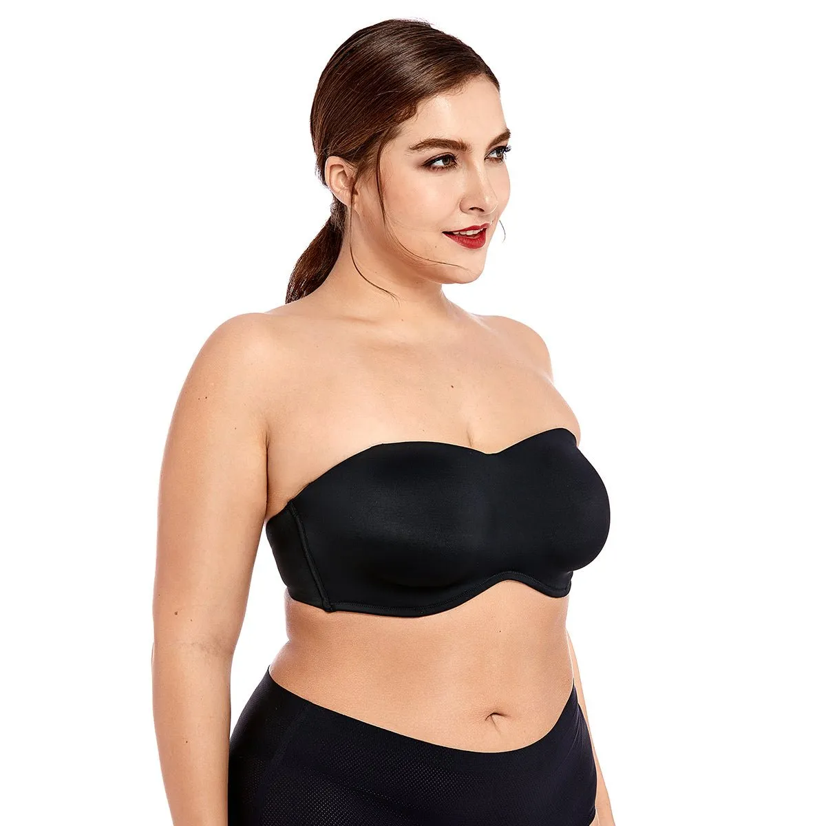 Bandeau Minimizer Seamless Underwire Black Strapless Bra