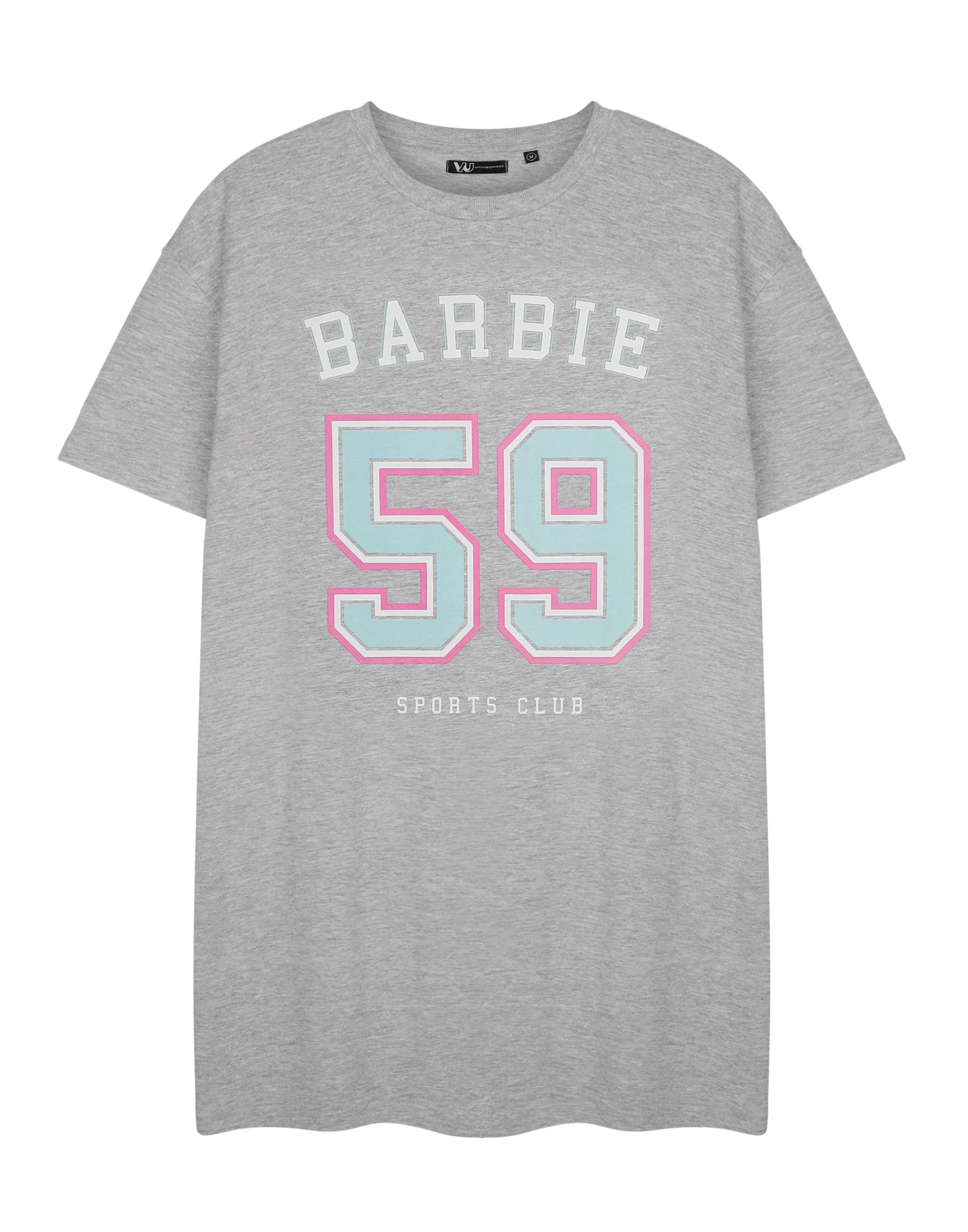 Barbie 59 Night Dress Womens Grey Short Sleeve Nightdress