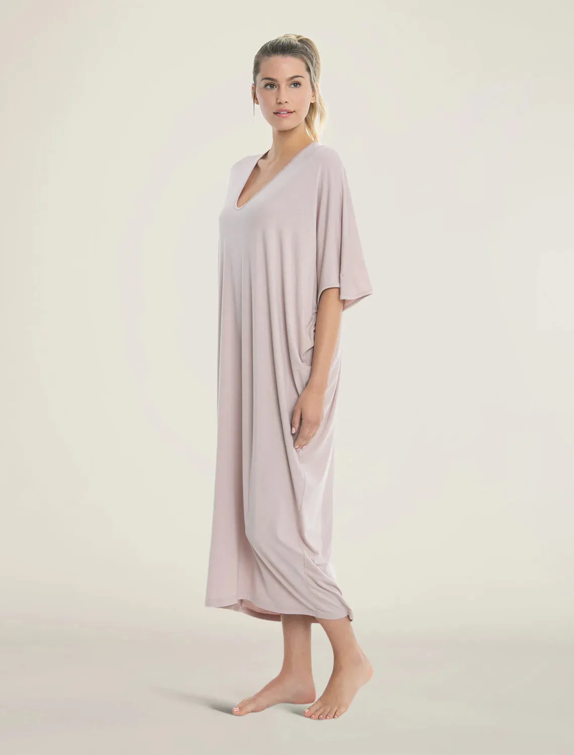 Barefoot Dreams Luxe Milk Jersey® Caftan in Faded Rose