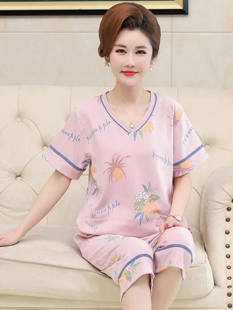 Beach party Women's Summer Sleepwear Short Pajamas Suit