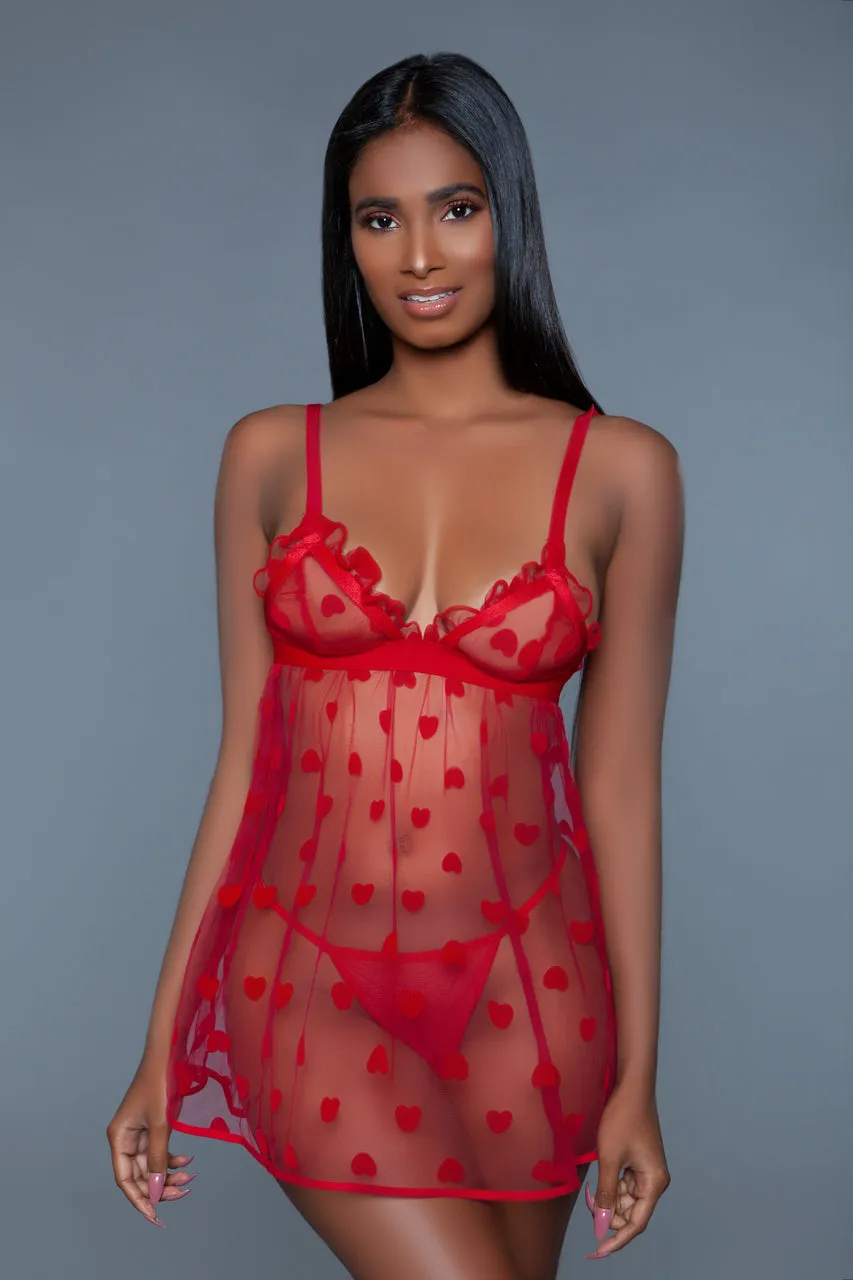 BeWicked mesh heart design 2032 Valentine Babydoll