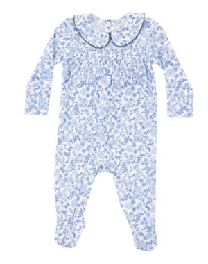 Blue Calico Floral Peter Pan Footie