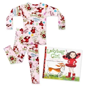 Books to Bed LadyBug Girl Pajamas and Book