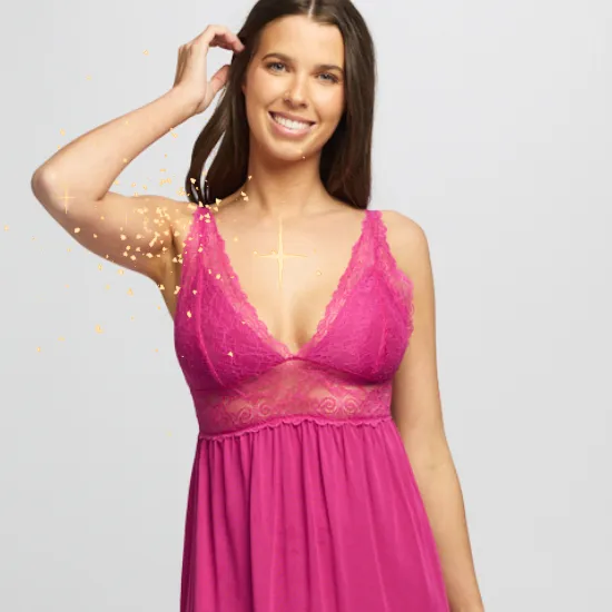 Butterfly Short Nightdress Cerise