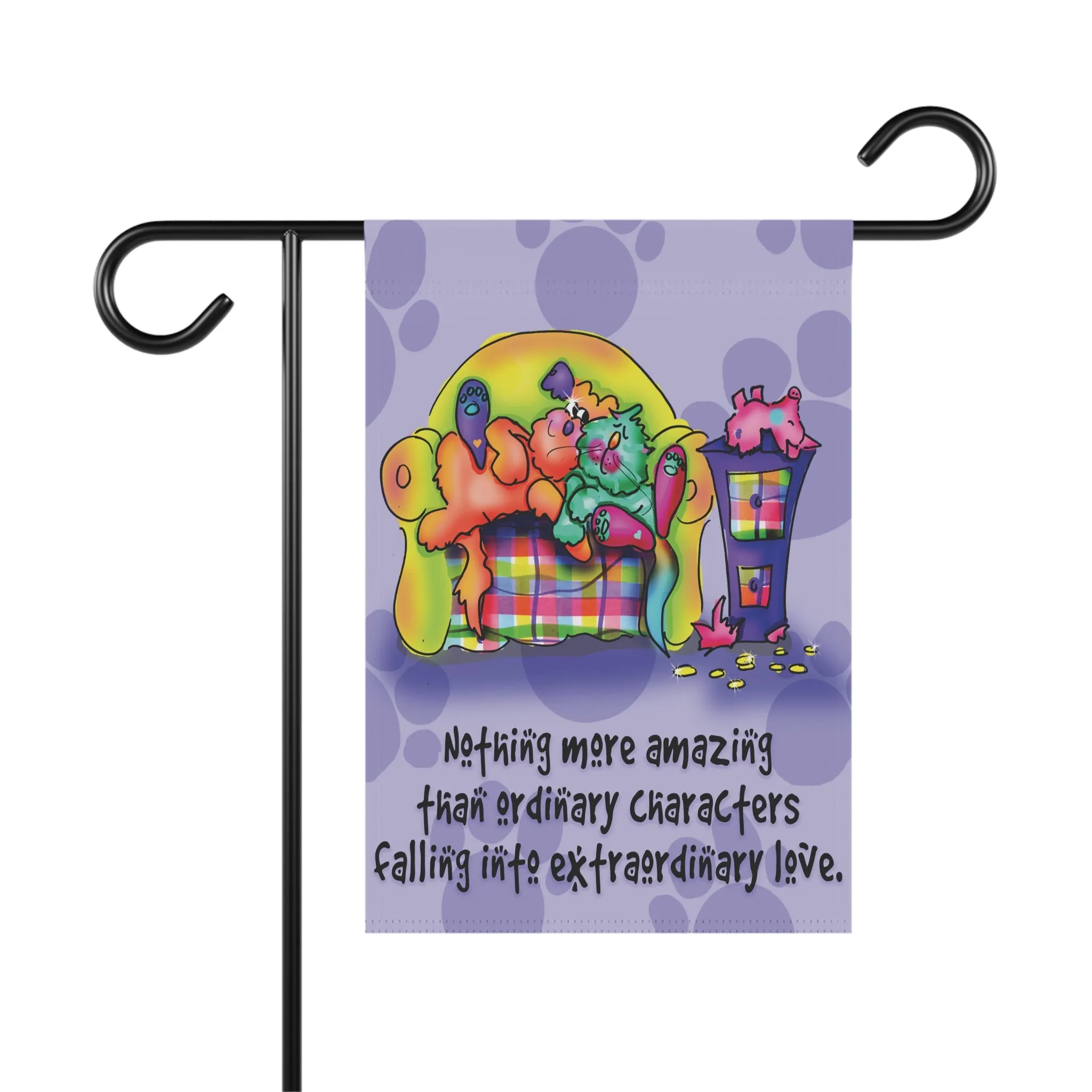 Cartoon Love Whimsy Garden Flag