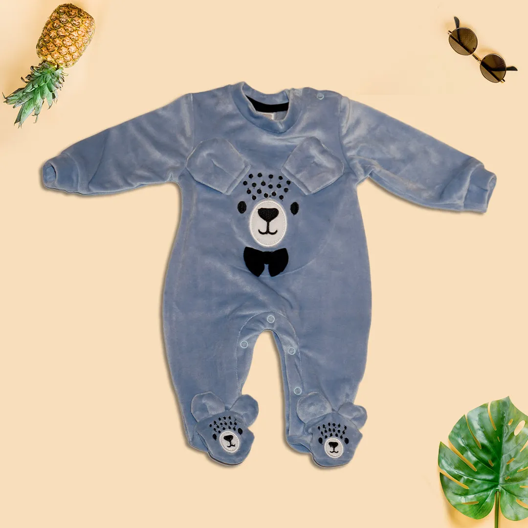 Cartoon Printed Sleepsuits - Brown and Blue